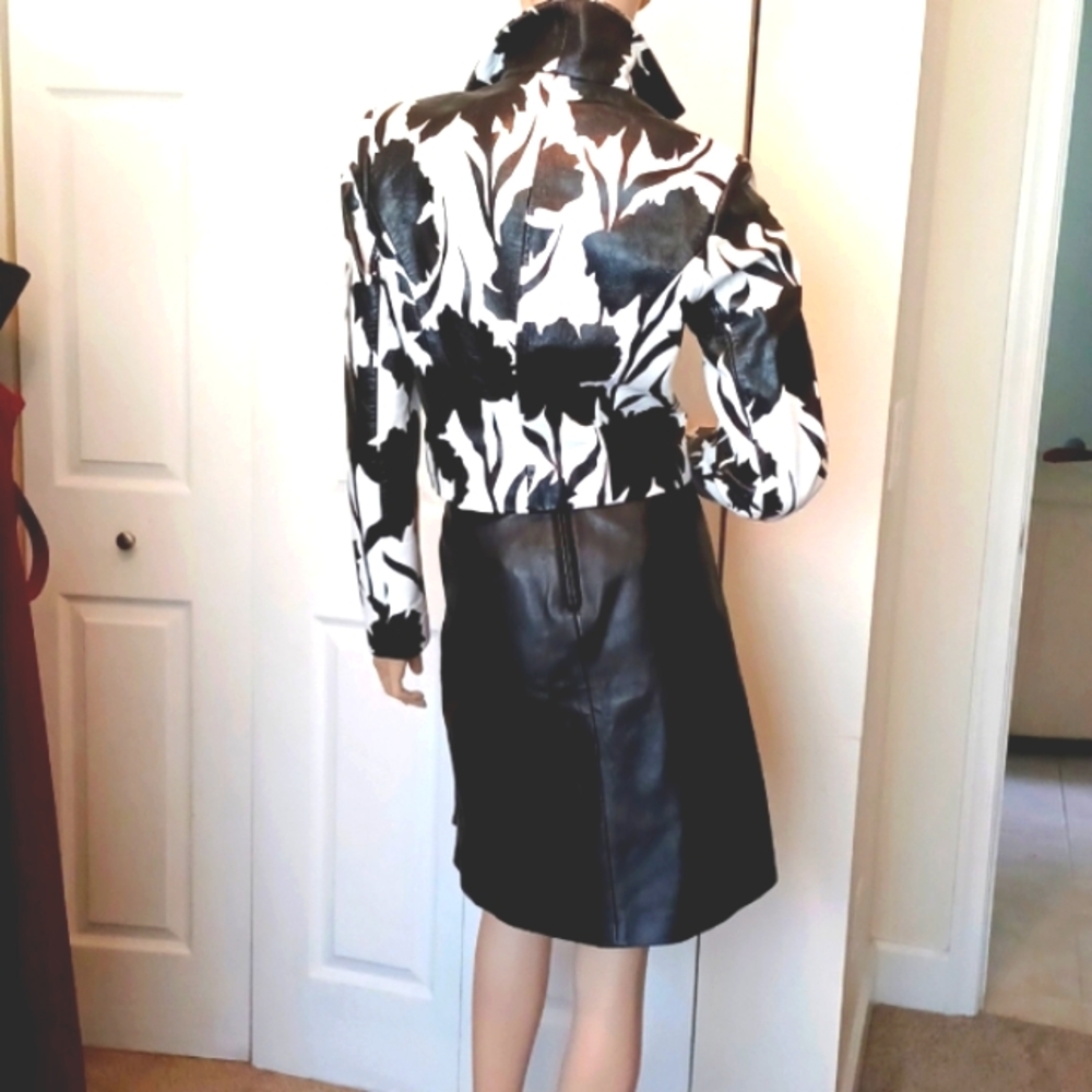 LEATHER MICHAEL HOBAN NORTH BEACH 2PC SET GORGEOUS JACKET/SKIRT - Picture 7 of 17